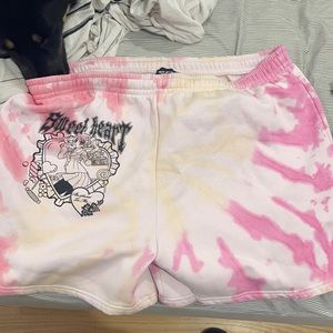 NEW girl ORDER pink tie dye shorts with design on front